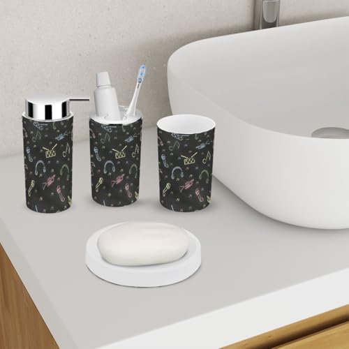 6 Piece Bathroom Set Black Chalkboard Holders