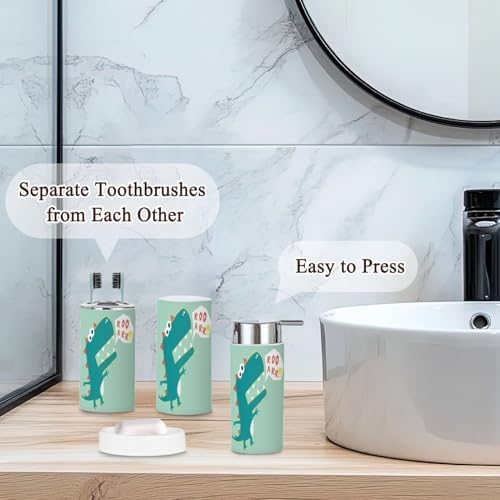 JBNJANKDAV Dinosaur-Themed 6-Piece Bath Accessories Set for Kids
