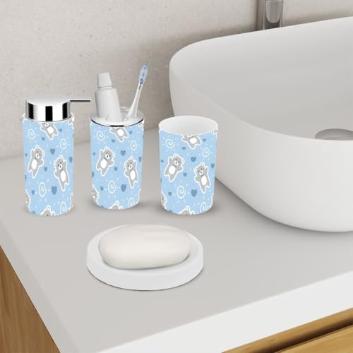 Bathroom Teddy Bear Heart Organizing Set