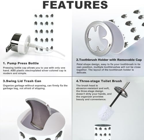 6-Piece bathroom set Hedgehog Design Durable Stylish
