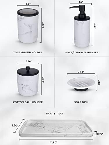 Elegant Marble Matte Black Bathroom Set