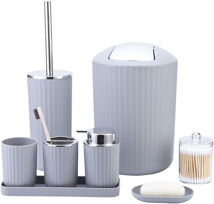 FEILANDUO 8 Piece Bathroom Accessory Set Gray