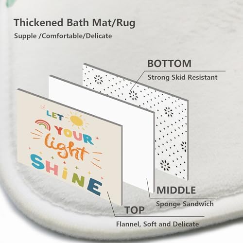 4PCS Non-Slip Kids Bathroom Shower Curtain Set with Quotes