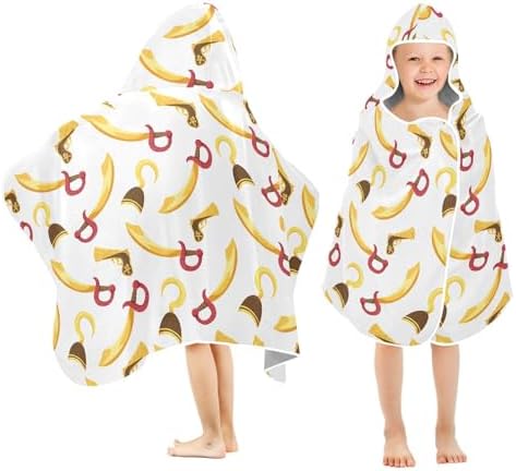 WIFIU Kids Hooded Beach Towel Pirate Hook Pattern