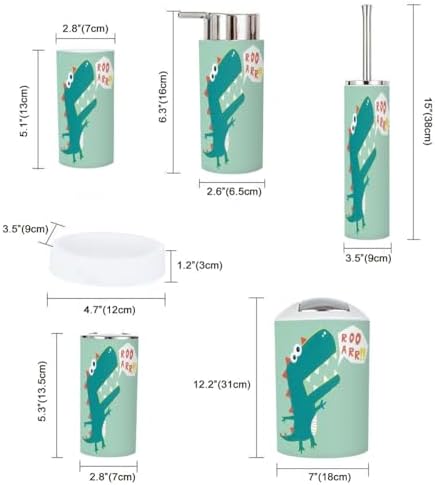 JBNJANKDAV Dinosaur-Themed 6-Piece Bath Accessories Set for Kids
