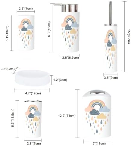 Cute Sky Clouds Bathroom Accessory Set 6 Piece