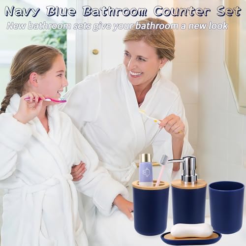 Navy Blue Bathroom Accessory Set
