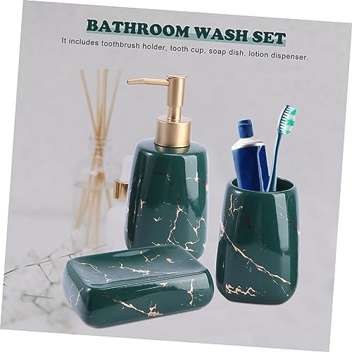 Unomor Bathroom Accessory Set Marble Finish Stylish Organizer