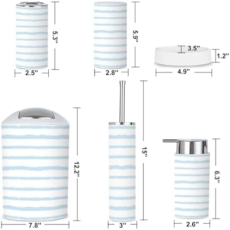 6-Piece Summer Blue Stripes Bathroom Set