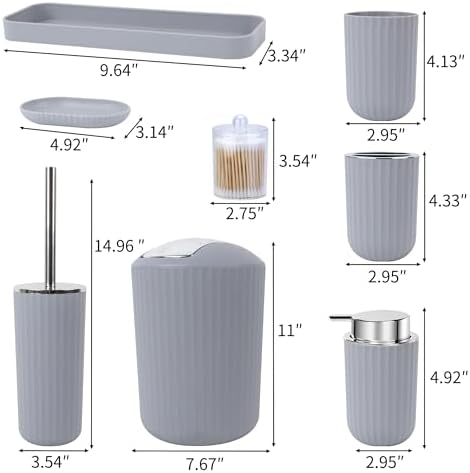 FEILANDUO 8 Piece Bathroom Accessory Set Gray