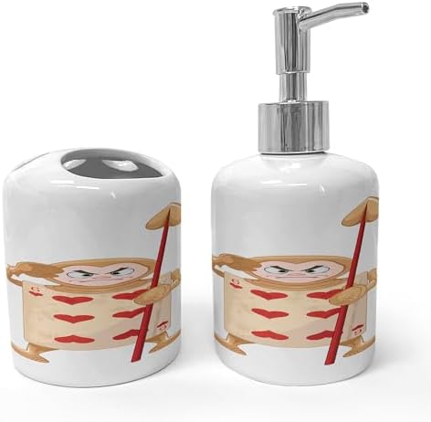 Bathroom Accessory Set - Alice in Wonderland Toothbrush Holder Soap Dispenser