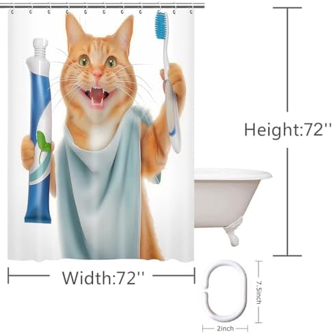 Vanzev Tabby Cat Shower Curtain Perfect Kids Fun