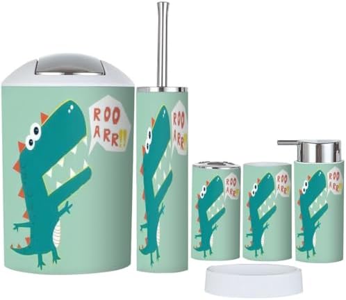 JBNJANKDAV Dinosaur-Themed 6-Piece Bath Accessories Set for Kids