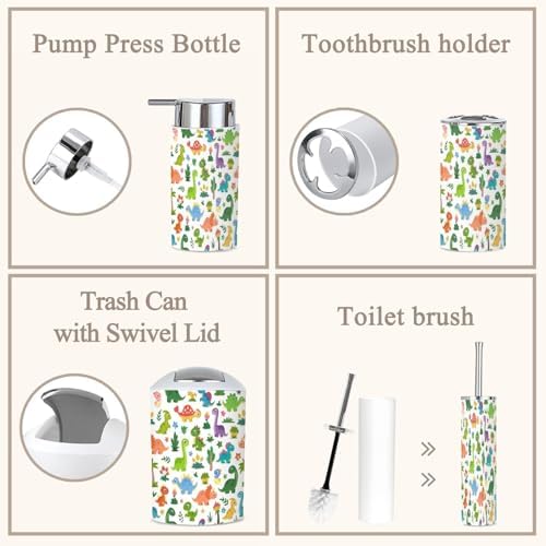 Unique 6-Piece Cartoon Dinosaur Bathroom Set for Kids