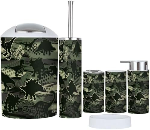 Bathroom Accessories Set 6 Pcs - Dino Pattern Design