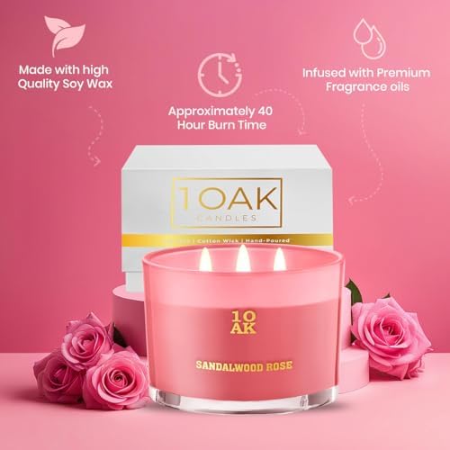 1OAK 3 Wick Sandalwood Rose Candle Luxury Candle for Home