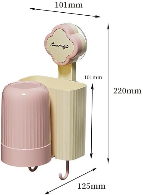 Wall-Mounted Toothbrush Holder with Suction Cup and Rinse Cup 1