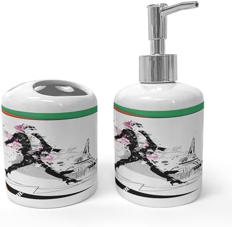 Eiffel Tower Toothbrush Soap Dispenser Set