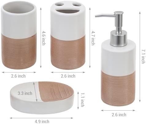 MyGift Deluxe 4-Piece Dual-Tone White Bath Set