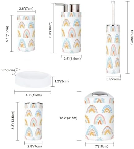6 Piece Bathroom Decor Set Rustic Rainbow Accessories