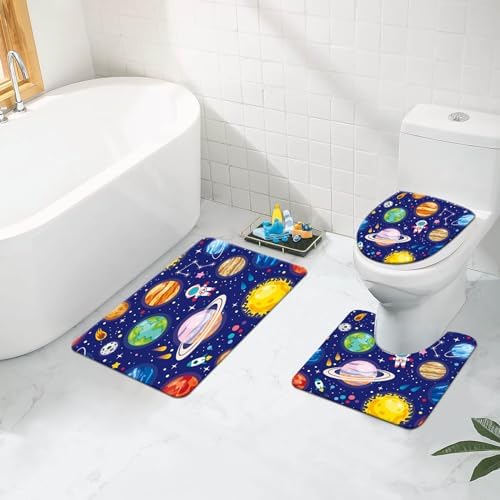 Kids Bathroom Set with Outer Space Design and 12 Hooks