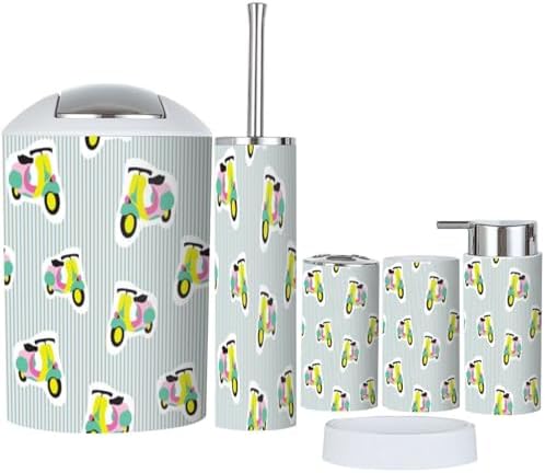 Retro Bath Organizer 6-Piece Set for Clean Stylish Storage