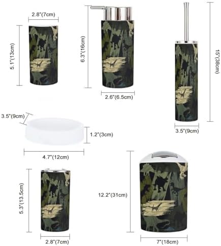 Bathroom Accessories Set 6 Pcs Dino Camouflage for Home Commercial Use