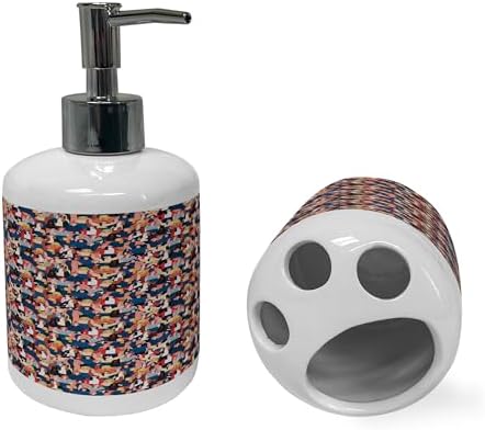 Bathroom Accessory Set - Toothbrush holder soap dispenser by Ambesonne