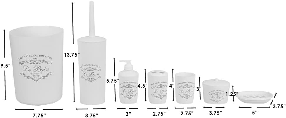 7-Piece Paris Bathroom Set White by Home Basics