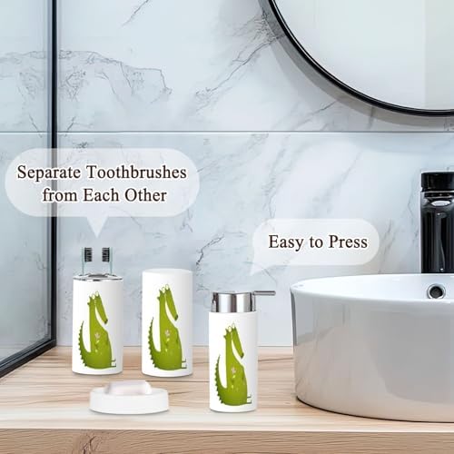 Green Cute Kids Crocodile Bathroom Accessories Set of 6
