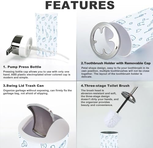 Bathroom Accessory Set 6 Piece Music Seamless Pattern