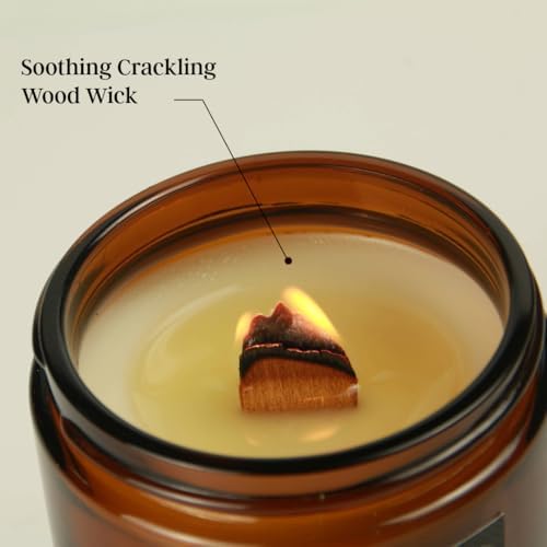 Vanilla Amberwood Wood Wick Candle for Men 50 Hour Burn
