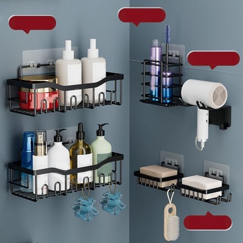 Corner Shower Caddy with Adhesive Stickers for Bathroom