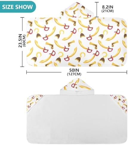 WIFIU Kids Hooded Beach Towel Pirate Hook Pattern