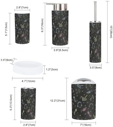 6 Piece Bathroom Set Black Chalkboard Holders