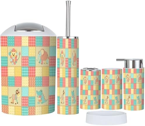 African Animals Bathroom Accessories Set 6 Pcs