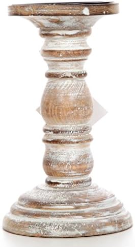 Hosley 8 Inch High Wood Candle Holder for Pillar Wax Candles
