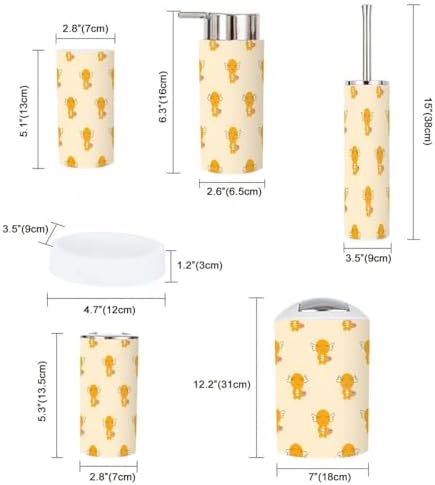 Bathroom Accessory Set 6 Piece XNGJEMVWXO Cute Axolotls Pattern