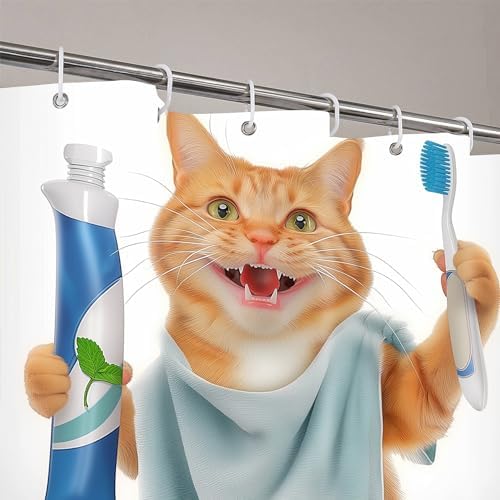 Vanzev Tabby Cat Shower Curtain Perfect Kids Fun