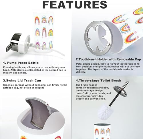 Bathroom Accessory Set for Kids Bright Rainbow Creation