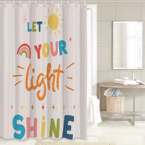 4PCS Non-Slip Kids Bathroom Shower Curtain Set with Quotes