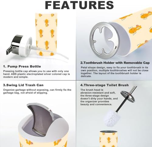 Bathroom Accessory Set 6 Piece XNGJEMVWXO Cute Axolotls Pattern
