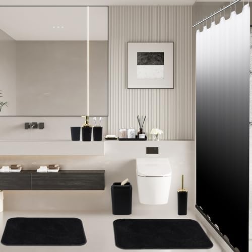 XLHOMO 24PC Bathroom Accessory Set with Shower Curtain and Rugs