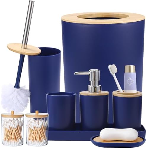 Navy Blue Bathroom Accessory Set