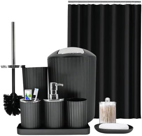 Complete Black Bathroom Set with Essential Accessories for Modern Bathrooms