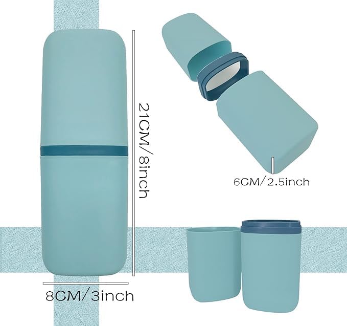 Toothbrush Travel Holder Cup Compact Mirror Effect