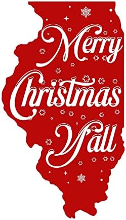 Merry Christmas Yall Illinois Wall Sticker 22in