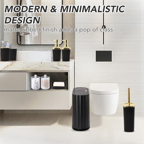 Premium Black Gold Bathroom Set 9 Essentials for Compact Space