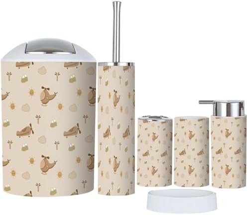 XNGJEMVWXO Cute Airplane Cartoon Bathroom Accessory Set - 6 Piece
