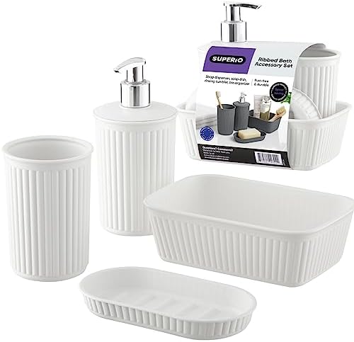 Superio Ribbed Collection - Bathroom Accessories Set